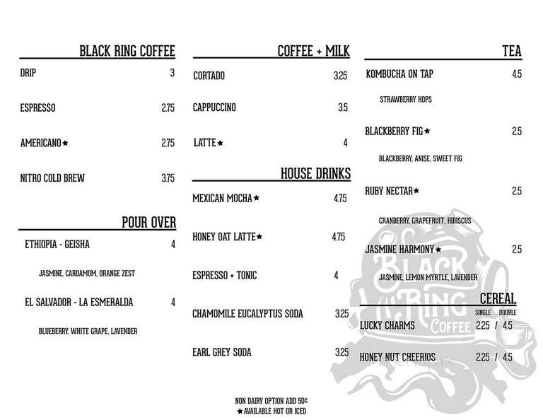 Black Ring Coffee - Long Beach, CA menu_pic