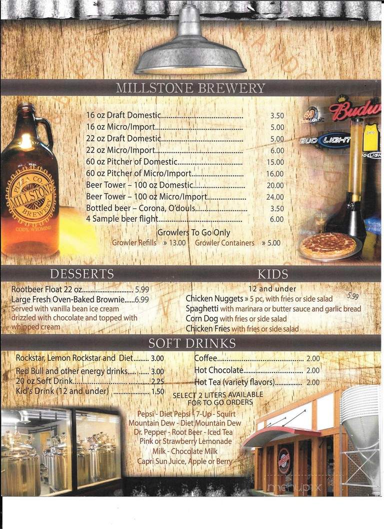 Millstone Pizza & Brewery - Powell, WY menu_pic