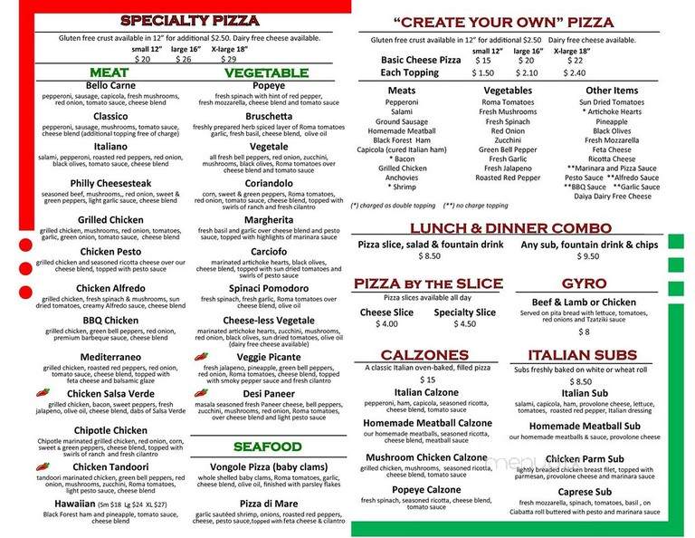 Pizza Bello - San Ramon, CA menu_pic