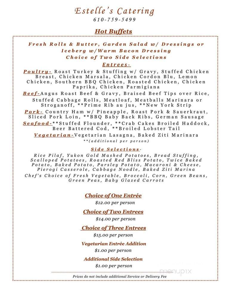 Estelle's Catering - Northampton, PA menu_pic