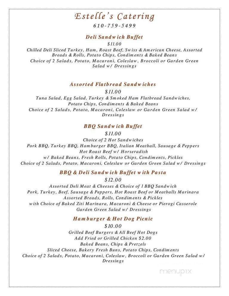 Estelle's Catering - Northampton, PA menu_pic