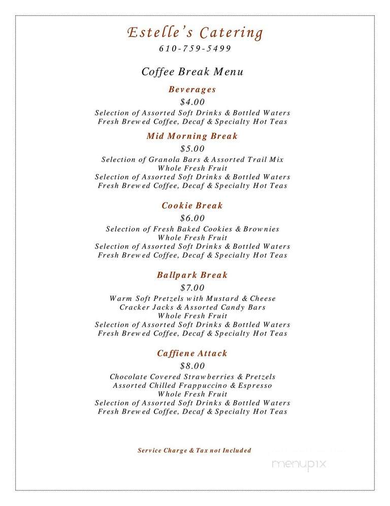 Estelle's Catering - Northampton, PA menu_pic
