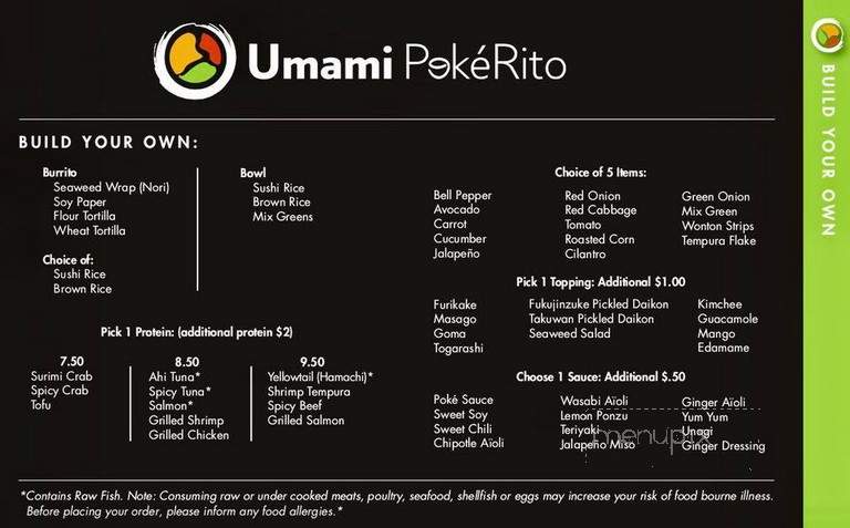 Umami PokeRito - Charlotte, NC menu_pic