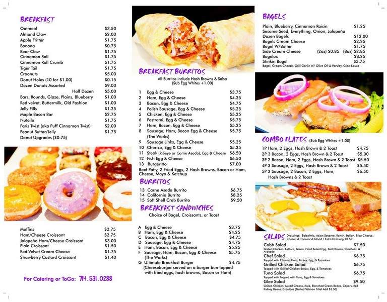 Glee Donuts & Burgers - Anaheim, CA menu_pic