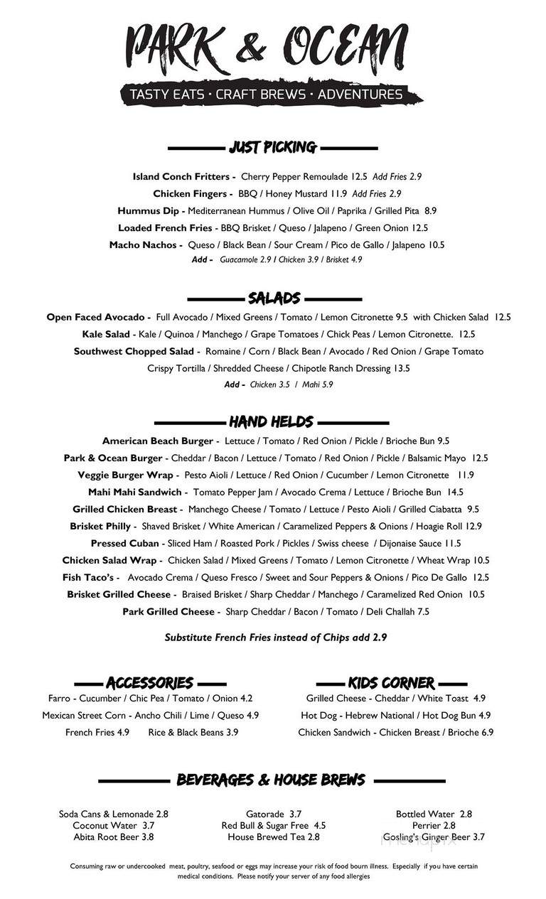 Park & Ocean - Fort Lauderdale, FL menu_pic