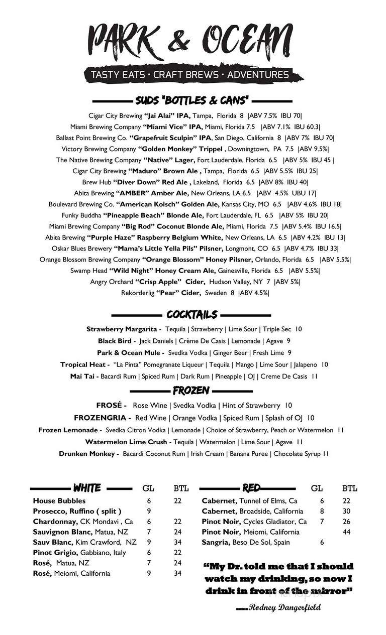 Park & Ocean - Fort Lauderdale, FL menu_pic