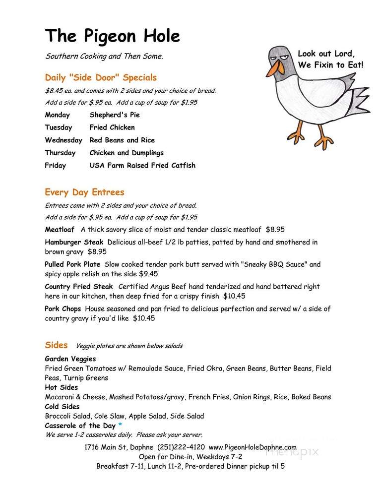 The Pigeon Hole - Daphne, AL menu_pic