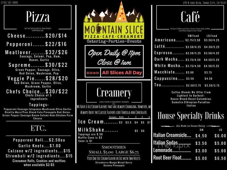 Mountain Slice - Tahoe City, CA menu_pic