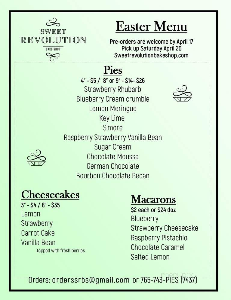 Sweet Revolution Bake Shop - Lafayette, IN menu_pic