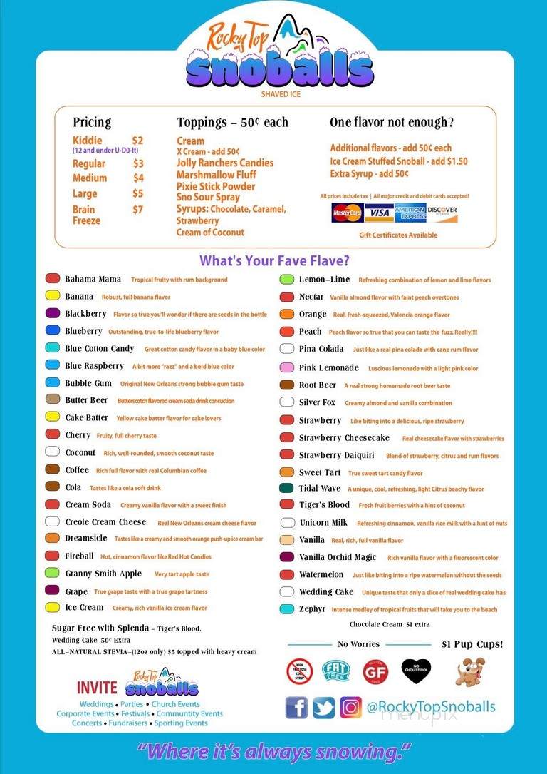 Rocky Top Snoballs - Maryville, TN menu_pic
