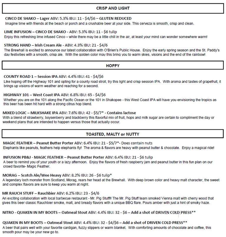 Shakopee Brewhall - Shakopee, MN menu_pic