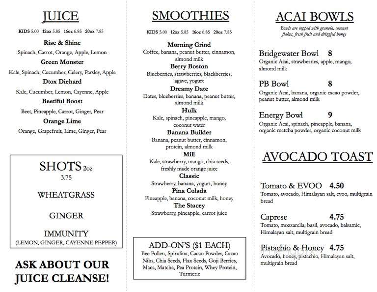 Juice Mill - Bridgewater, MA menu_pic