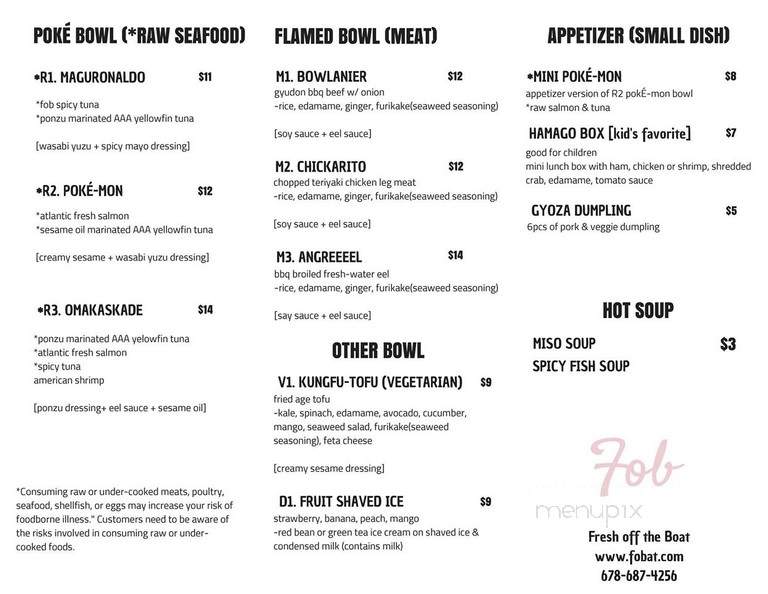Fresh Off The Boat - Sugar Hill, GA menu_pic