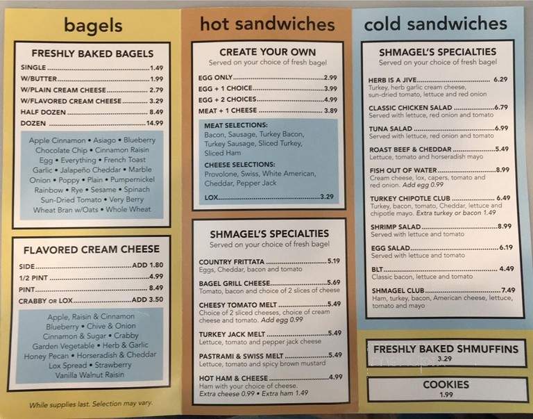 Shmagel's Bagels - Berlin, MD menu_pic