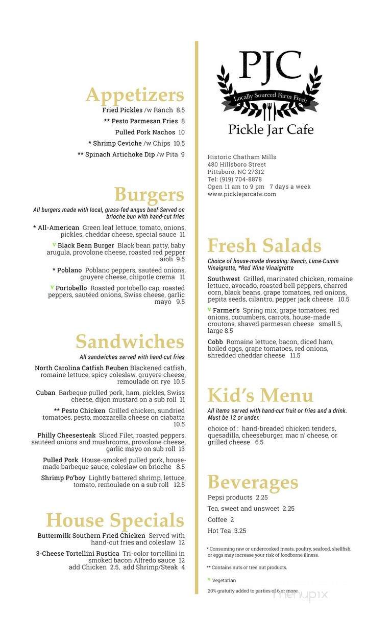The Pickle Jar Cafe and Catering - Siler City, NC menu_pic