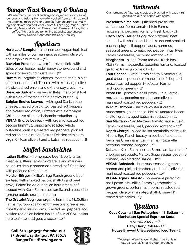 Bangor Trust Brewing - Bangor, PA menu_pic