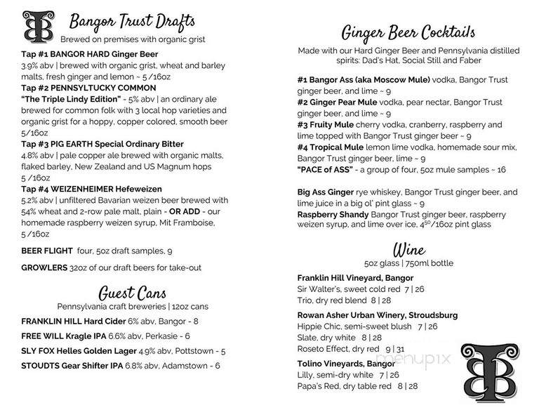 Bangor Trust Brewing - Bangor, PA menu_pic