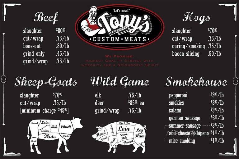 Tony's Custom Meats - Post Falls, ID menu_pic