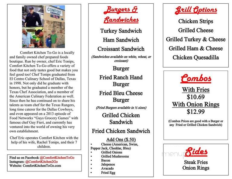 Comfort Kitchen To Go - Brock, TX menu_pic