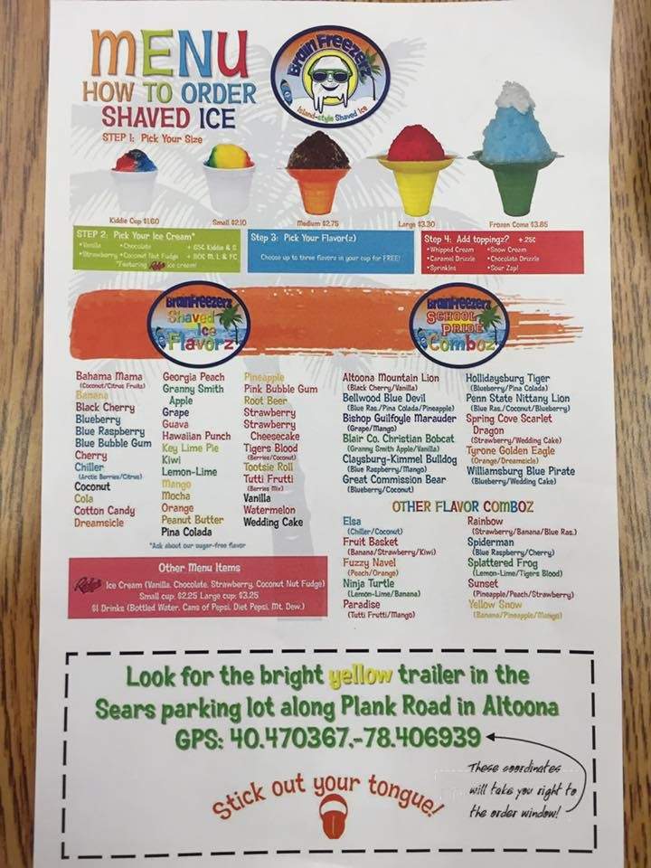 Brainfreezerz - Altoona, PA menu_pic