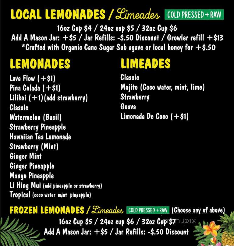 Menu Of Wow Wow Hawaiian Lemonade In Kirkland Wa