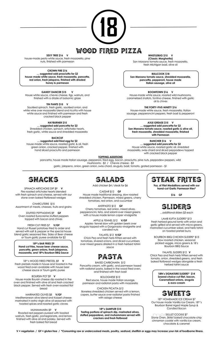 18th Amendment Spirits Co. - Muskegon, MI menu_pic