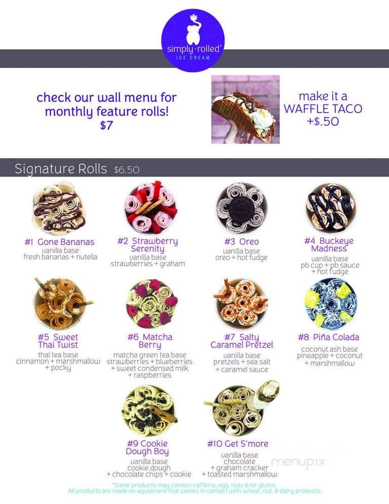 Simply Rolled Ice Cream - Columbus, OH menu_pic