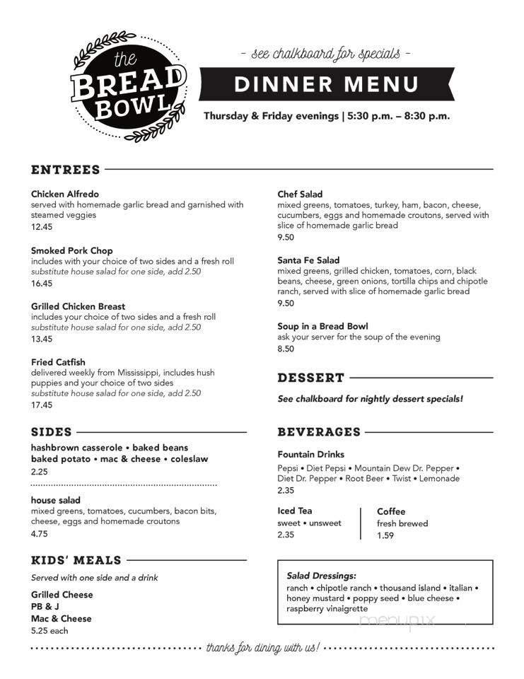 The Bread Bowl - Hiawatha, KS menu_pic