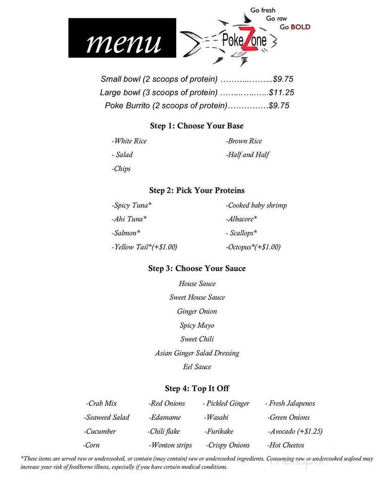 PokeZone - Tucson, AZ menu_pic