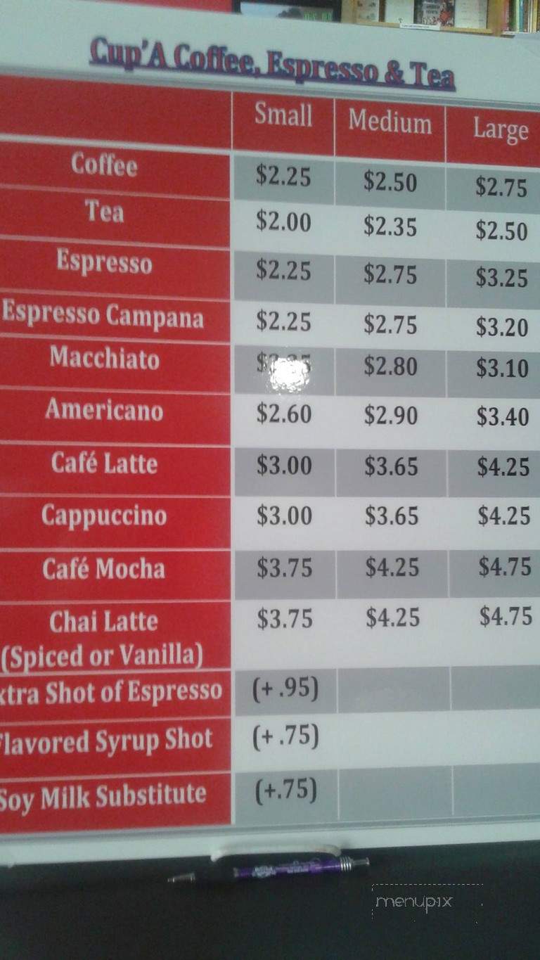 Cup'a Cup'a - Washington, DC menu_pic
