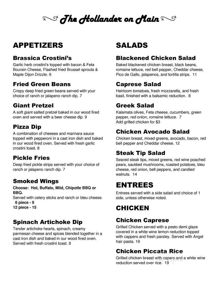 The Hollander On Main - Lima, OH menu_pic
