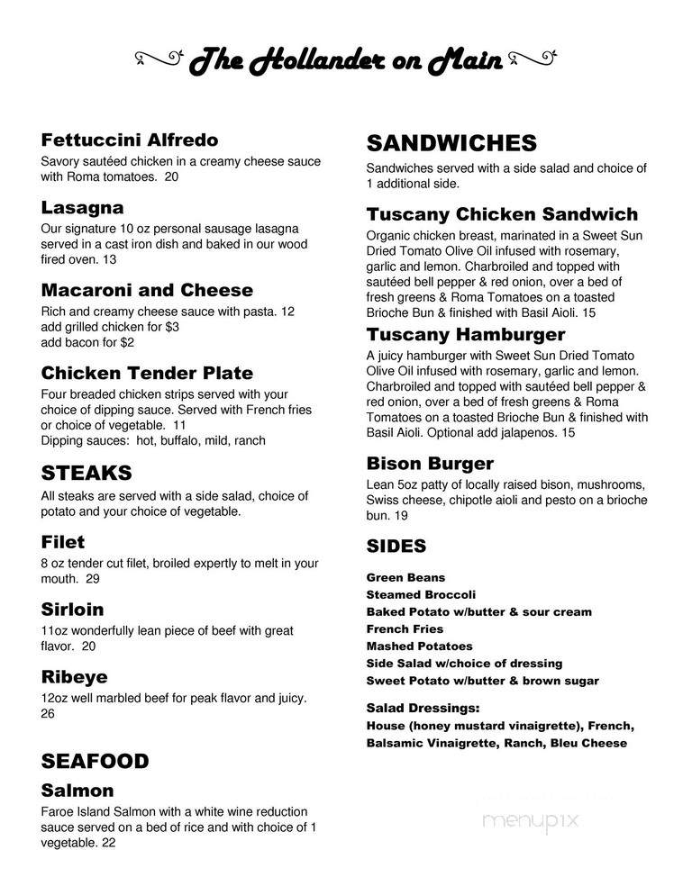 The Hollander On Main - Lima, OH menu_pic