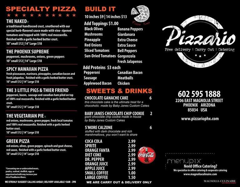 Pizzario Phoenix - Phoenix, AZ menu_pic