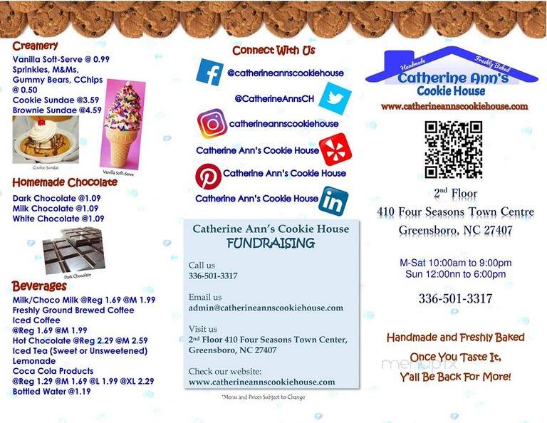 Catherine Ann's Cookie House - Greensboro, NC menu_pic