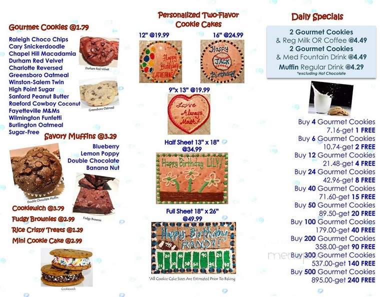 Catherine Ann's Cookie House - Greensboro, NC menu_pic