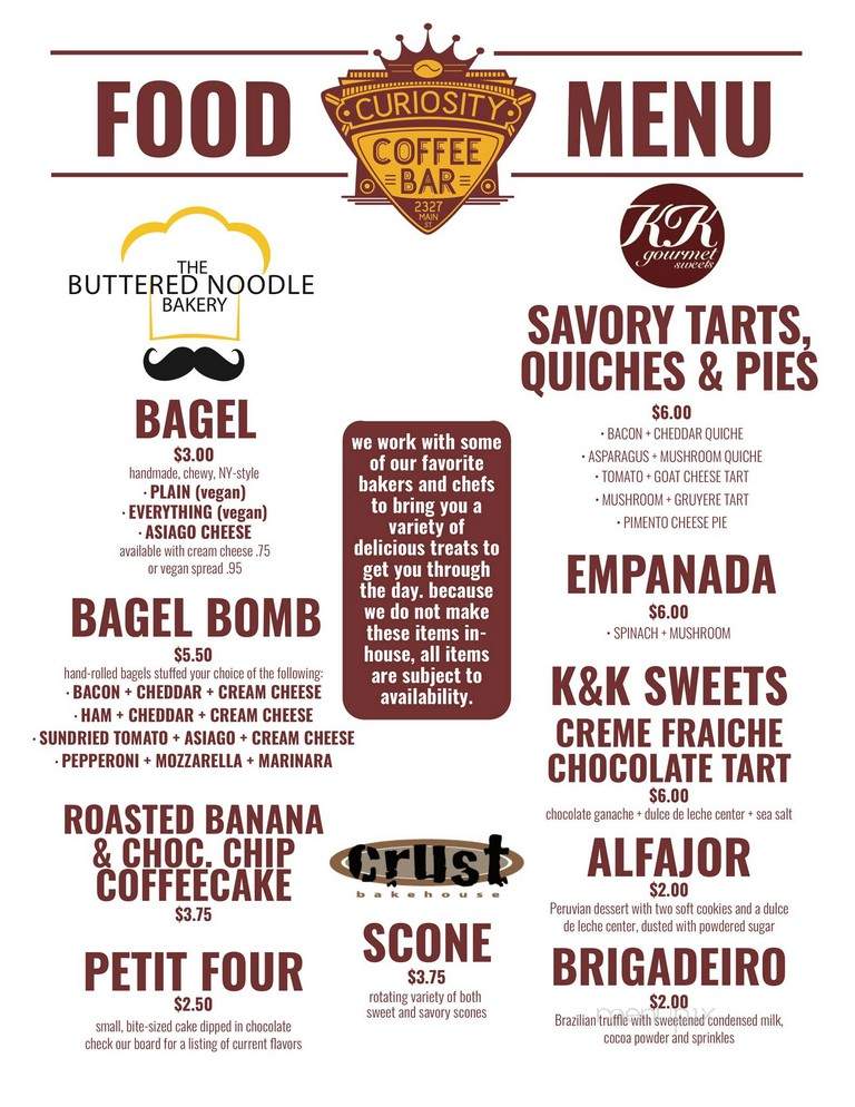 Curiosity Coffee Bar - Columbia, SC menu_pic