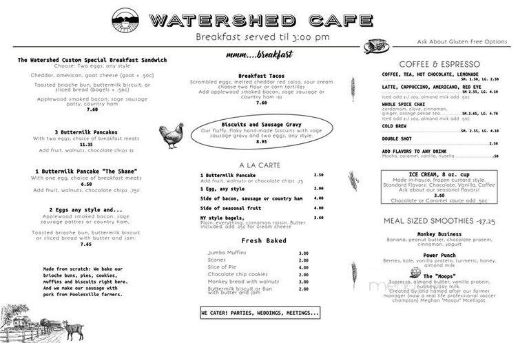 Watershed Cafe - Poolesville, MD menu_pic