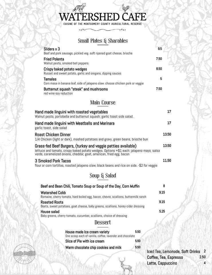 Watershed Cafe - Poolesville, MD menu_pic