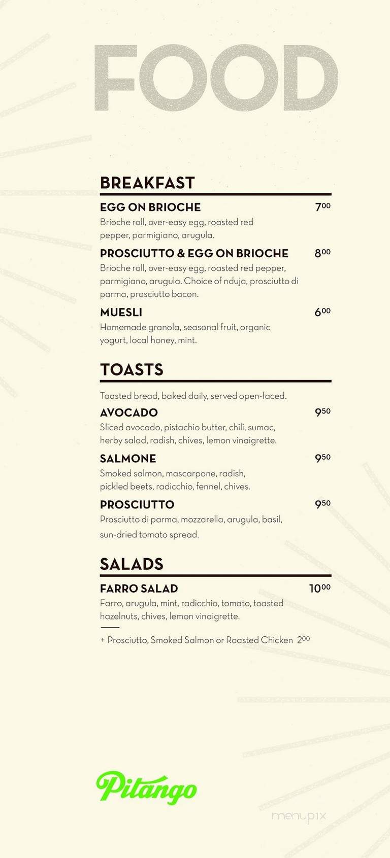 Pitango Gelato & Cafe - Washington, DC menu_pic