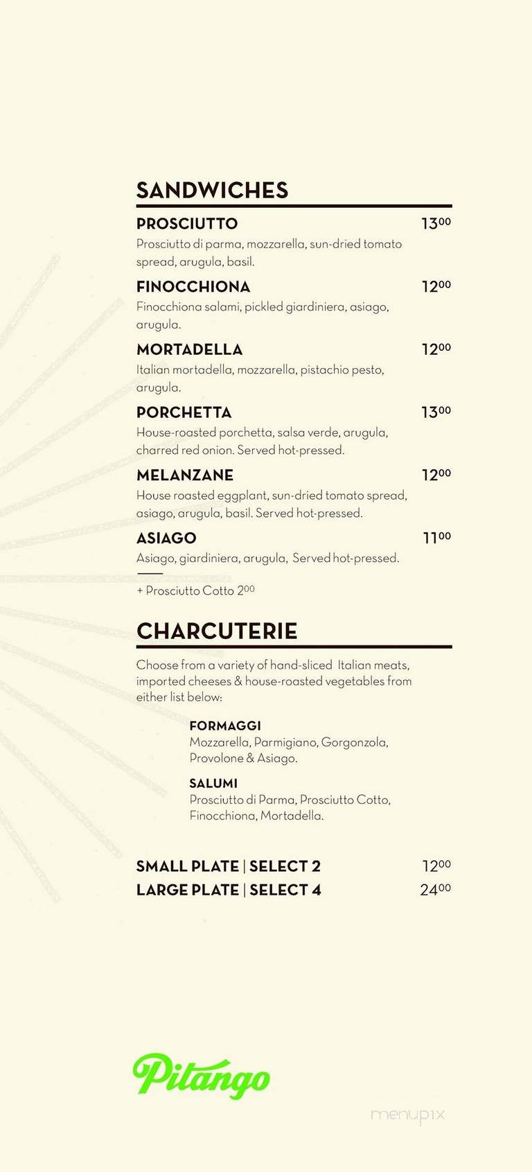Pitango Gelato & Cafe - Washington, DC menu_pic
