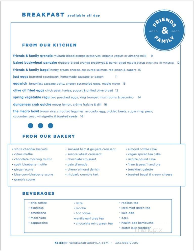Friends & Family - Los Angeles, CA menu_pic