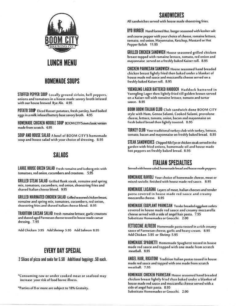 Boom City Brewing Company - Williamsport, PA menu_pic