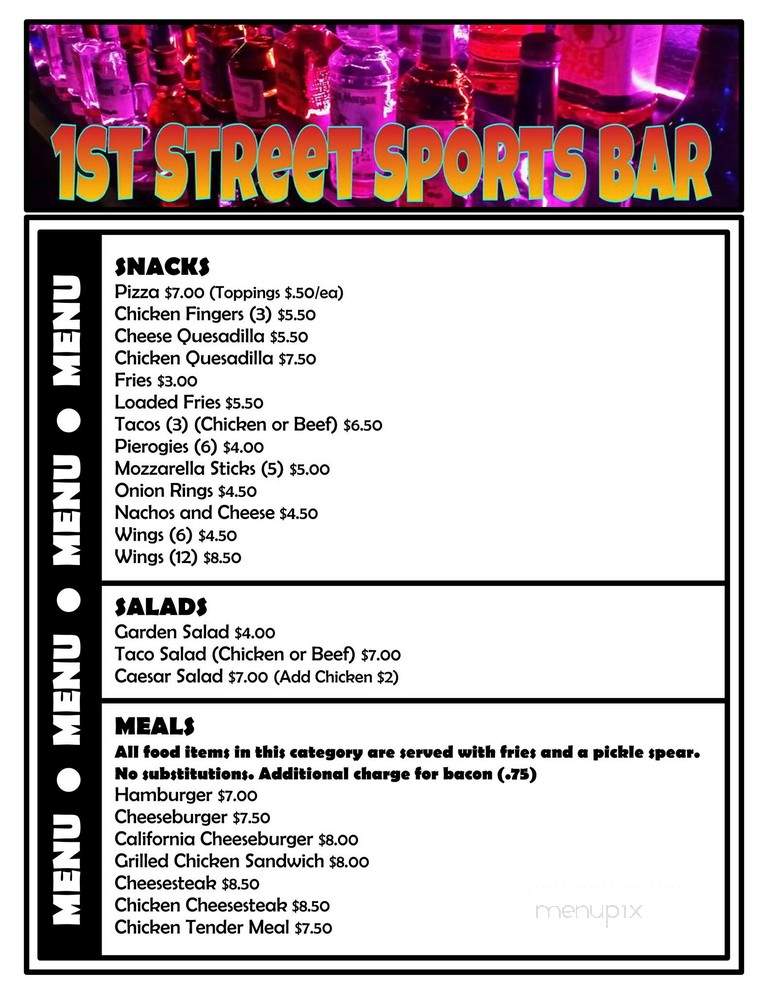 1st Street Sports Bar - Lehighton, PA menu_pic