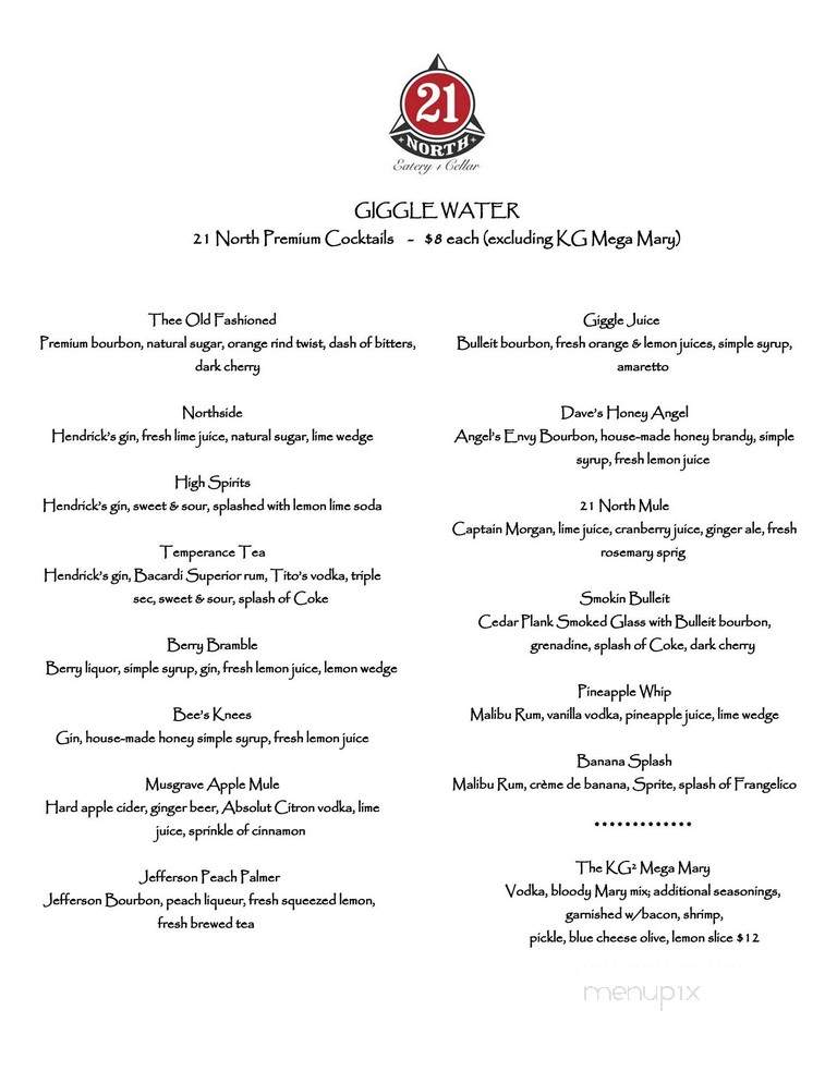 21 North Eatery & Cellar - Martinsville, IN menu_pic