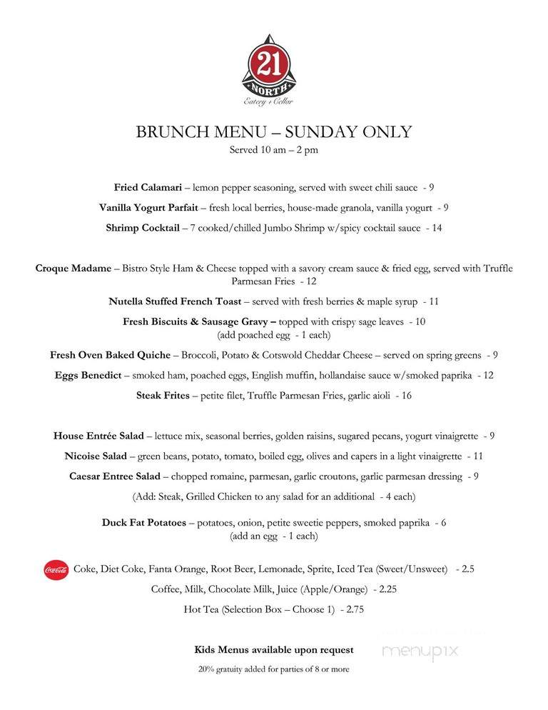 21 North Eatery & Cellar - Martinsville, IN menu_pic