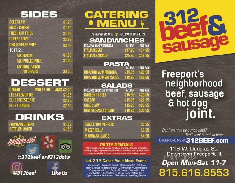 312 Beef & Sausage - Freeport, IL menu_pic