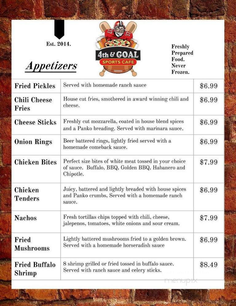 4th & Goal Sports Cafe - Jackson, MS menu_pic