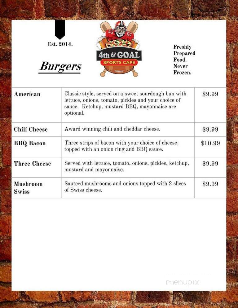 4th & Goal Sports Cafe - Jackson, MS menu_pic
