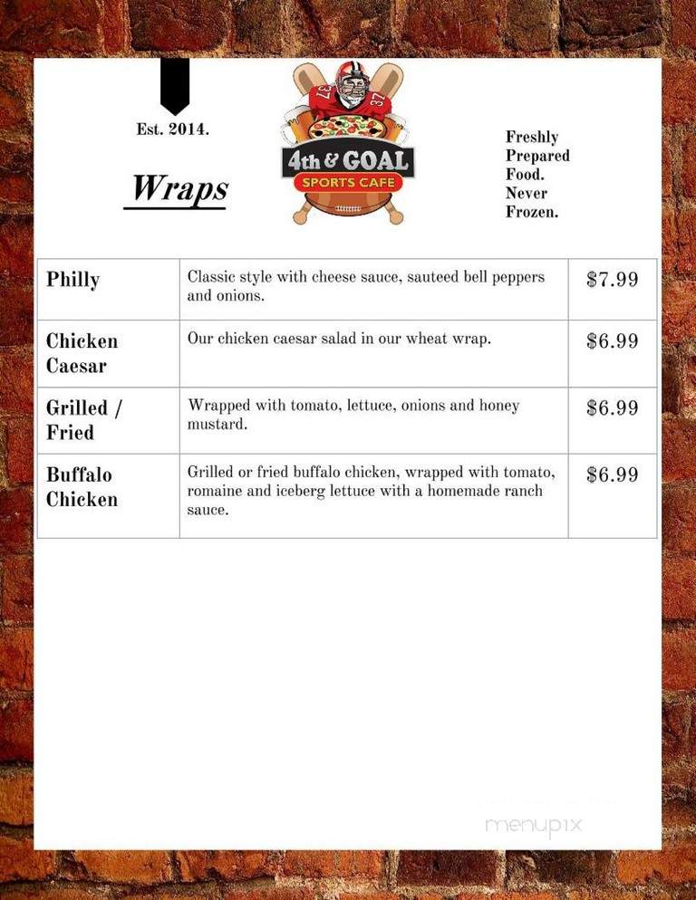 4th & Goal Sports Cafe - Jackson, MS menu_pic