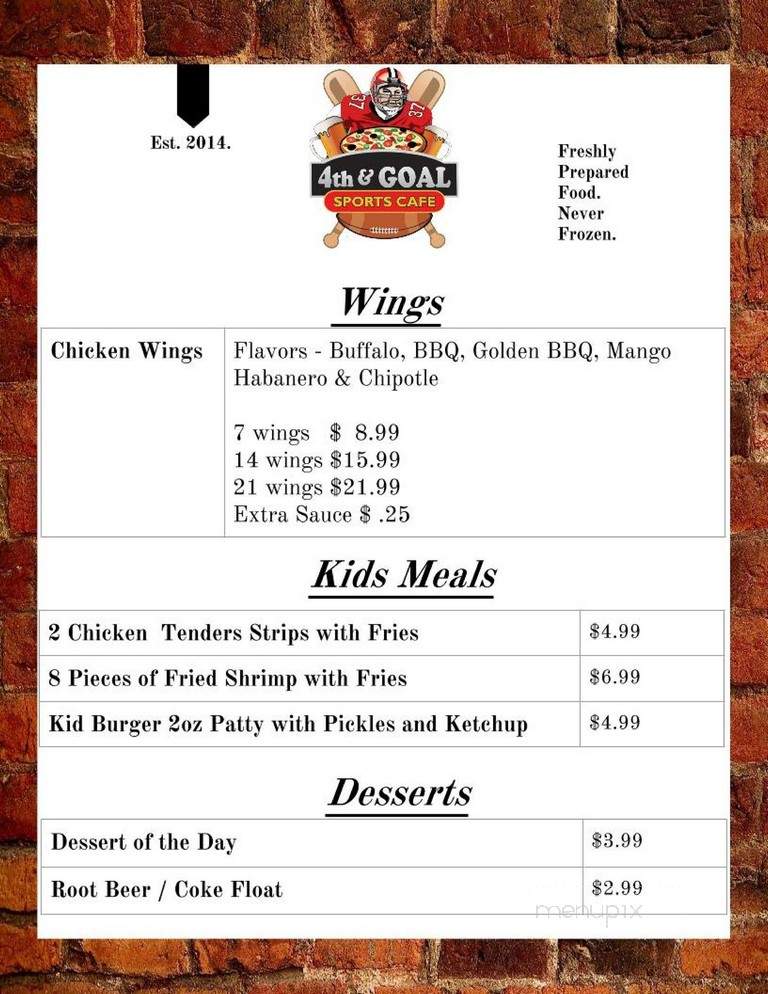 4th & Goal Sports Cafe - Jackson, MS menu_pic